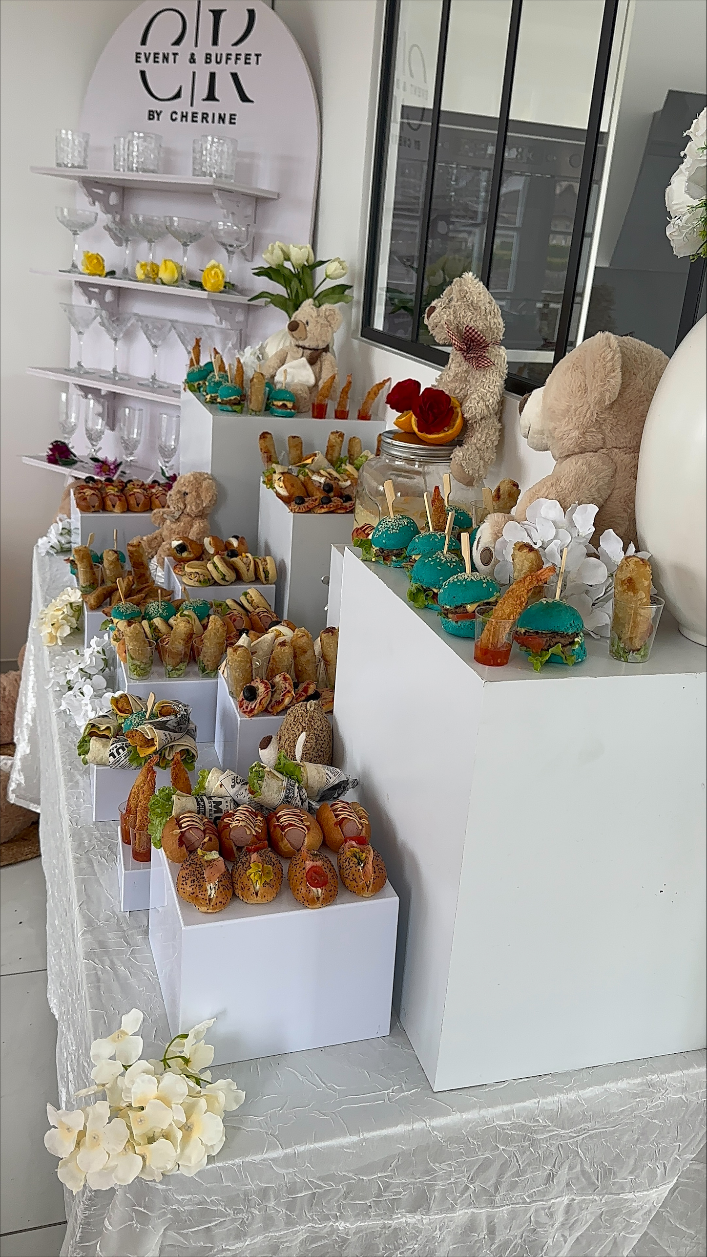 Buffet baptême Rose & Blanc